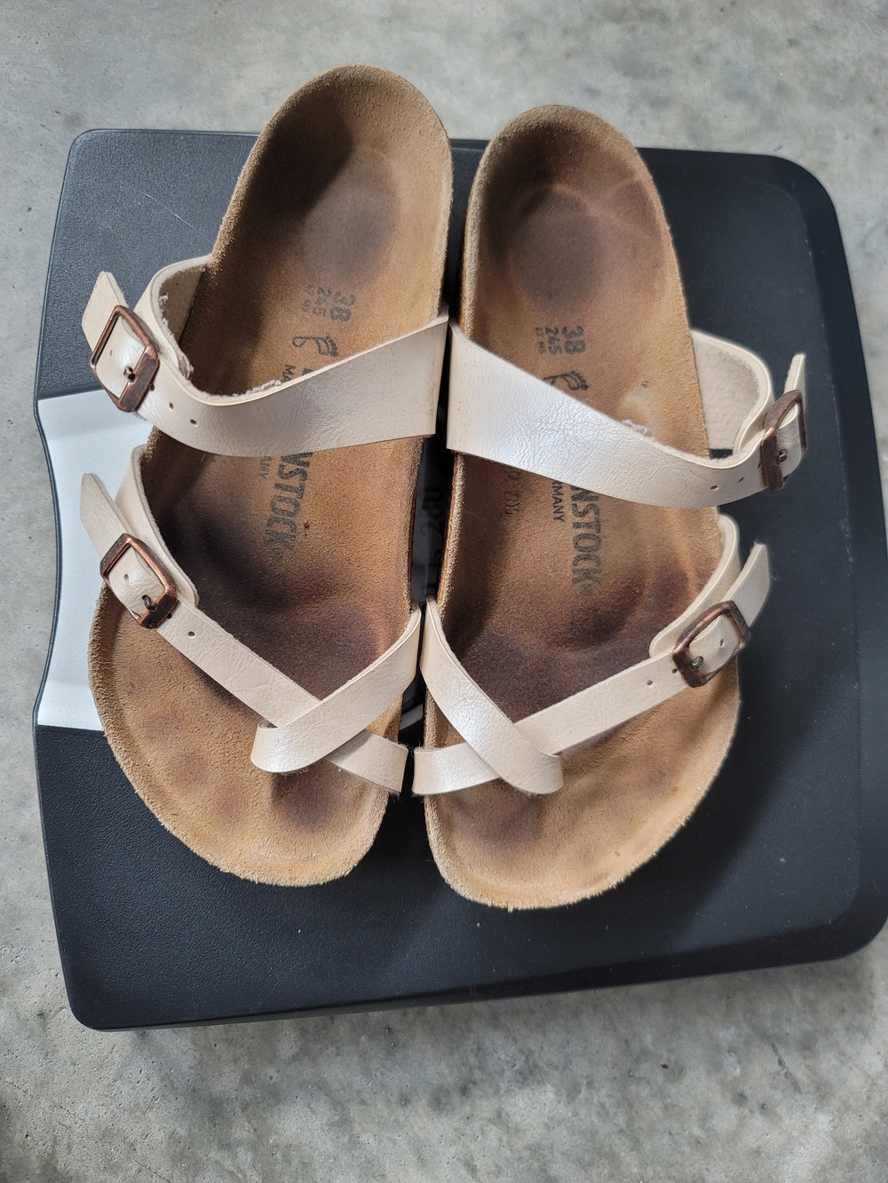 Birkenstock Mayari Beige Leather Crisscross Double-Strap Sandals